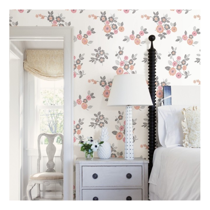 Papel pintado flores rosas de estilo puntillista - Richmond Park 679741