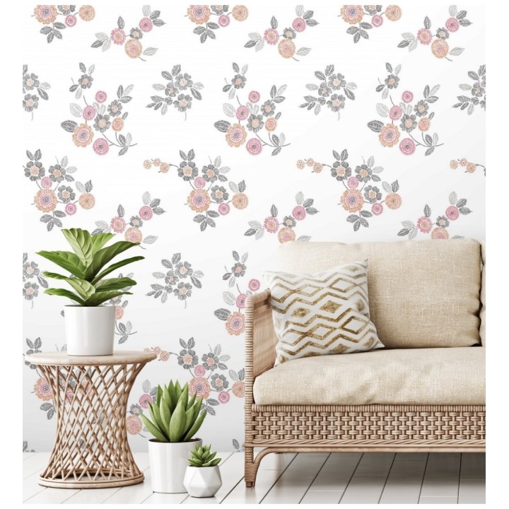 Papel pintado flores rosas de estilo puntillista - Richmond Park 679741