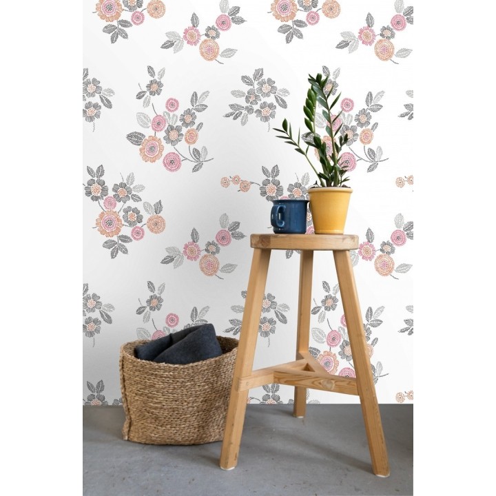 Papel pintado flores rosas de estilo puntillista - Richmond Park 679741