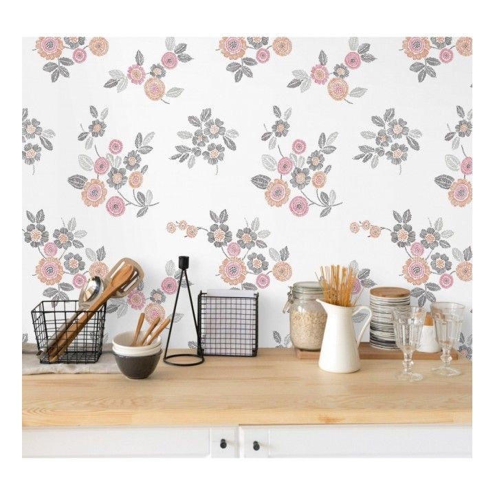 Papel pintado flores rosas de estilo puntillista - Richmond Park 679741