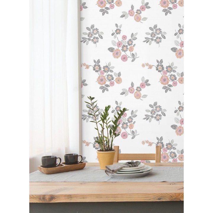 Papel pintado flores rosas de estilo puntillista - Richmond Park 679741