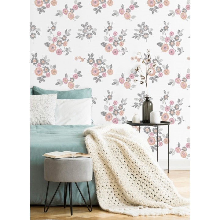 Papel pintado flores rosas de estilo puntillista - Richmond Park 679741