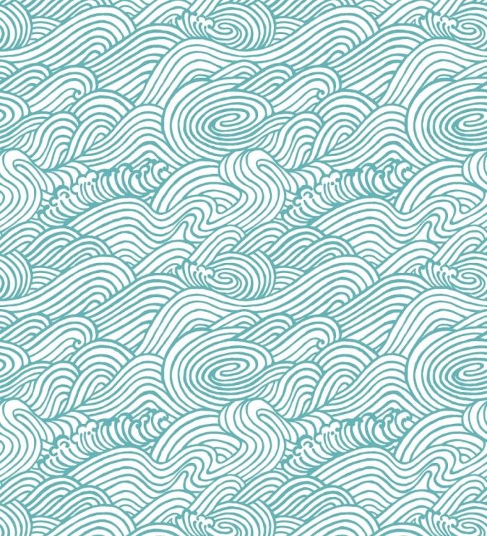 Papel pintado inspirado en las olas del mar en tonos celeste turquesa - Rolling Waves 679742