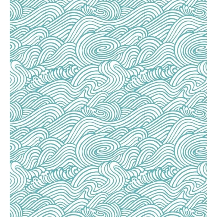 Papel pintado inspirado en las olas del mar en tonos celeste turquesa - Rolling Waves 679742