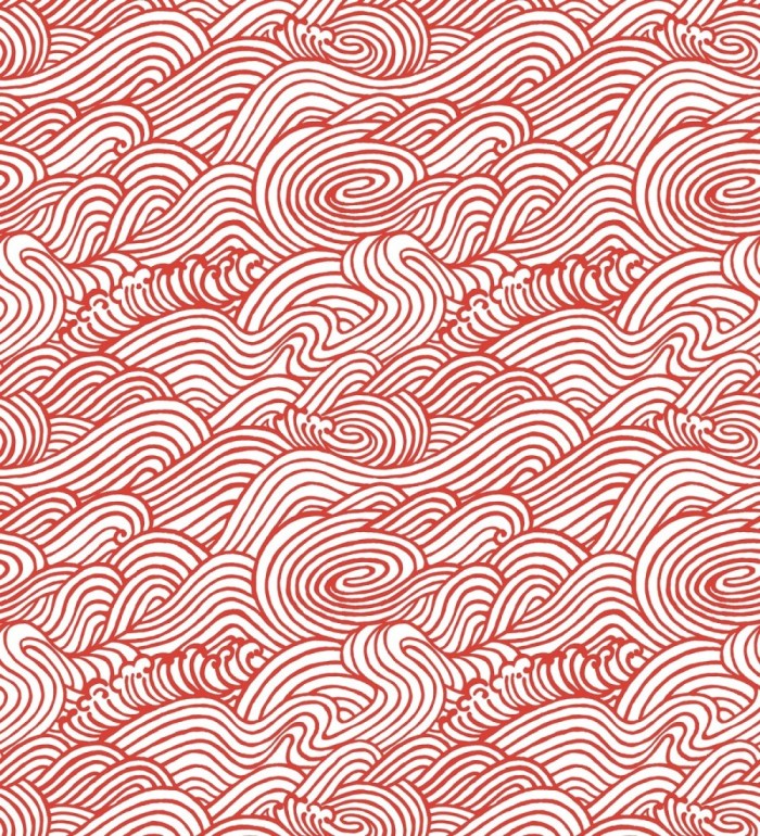 Papel pintado inspirado en las olas del mar en tonos rojos - Rolling Waves 679743