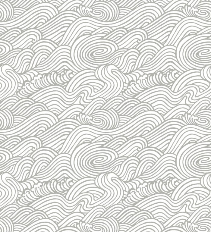 Papel pintado inspirado en las olas del mar en tonos grises - Rolling Waves 679744