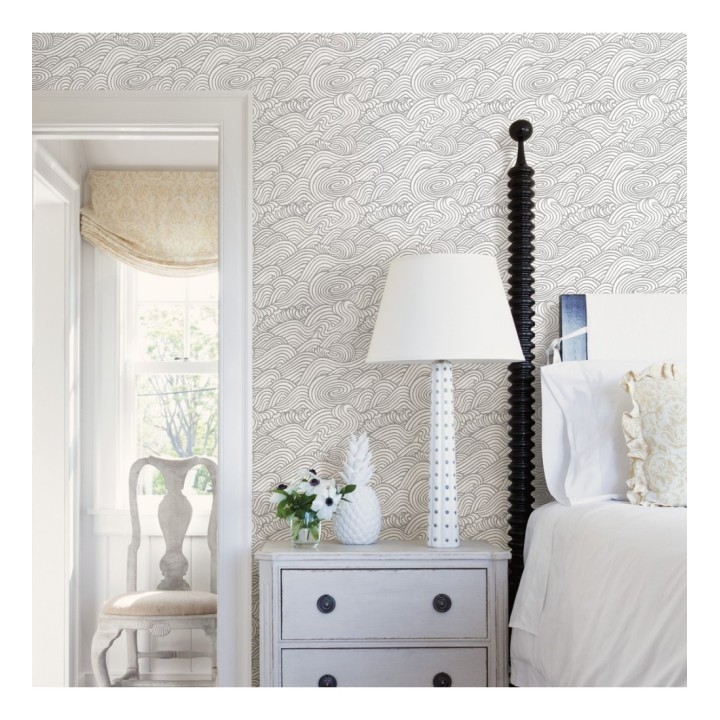 Papel pintado inspirado en las olas del mar en tonos grises - Rolling Waves 679744