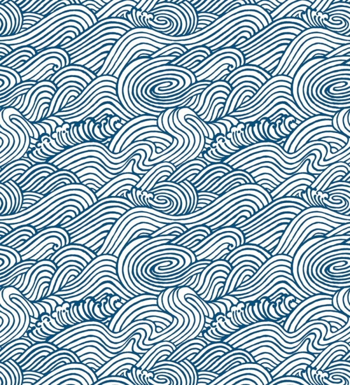 Papel pintado inspirado en las olas del mar en tonos azules - Rolling Waves 679745