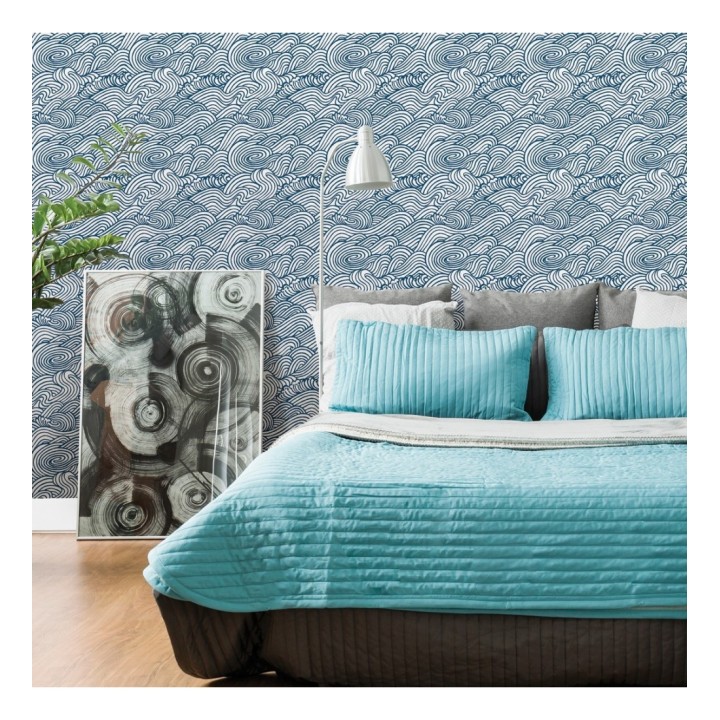 Papel pintado inspirado en las olas del mar en tonos azules - Rolling Waves 679745