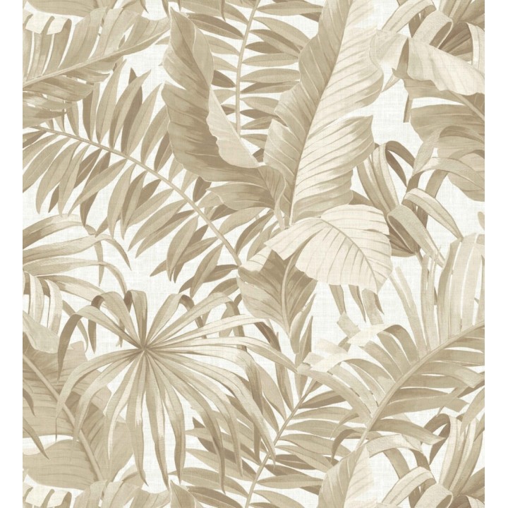 Papel pintado de hojas tropicales beige - Palm Beach 679748