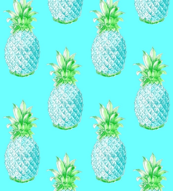 Papel pintado de piñas celeste turquesa estilo tropical - Tropical Fruit 679750