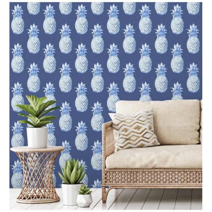 Papel pintado de piñas azules estilo tropical - Tropical Fruit 679752