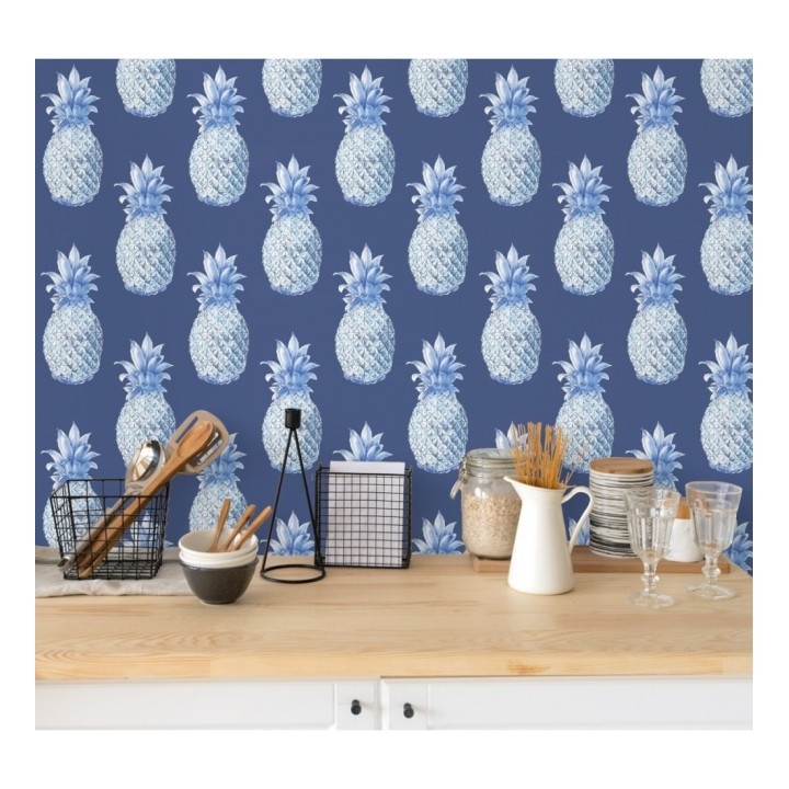 Papel pintado de piñas azules estilo tropical - Tropical Fruit 679752