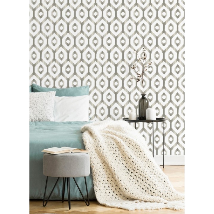 Papel pintado celosía geométrica estilo nórdico tonos grises - Hendel 679753