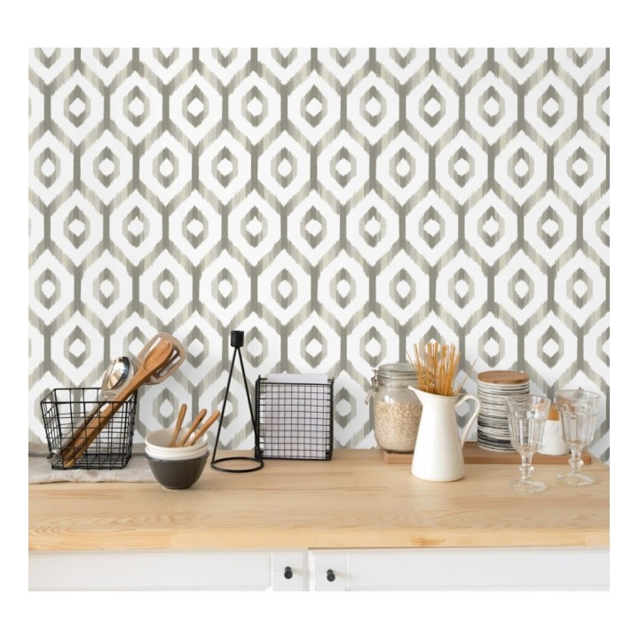 Papel pintado celosía geométrica estilo nórdico tonos grises - Hendel 679753