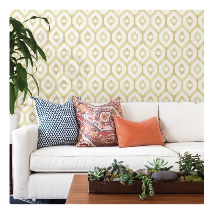 Papel pintado celosía geométrica estilo nórdico tonos ocres - Hendel 679754