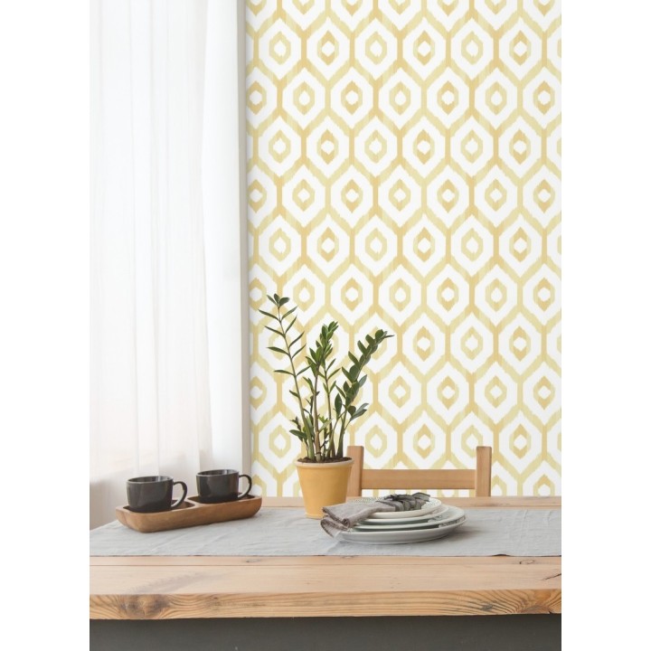 Papel pintado celosía geométrica estilo nórdico tonos ocres - Hendel 679754