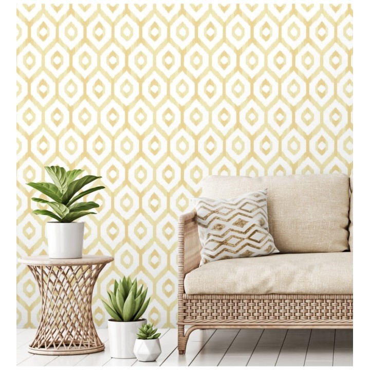 Papel pintado celosía geométrica estilo nórdico tonos ocres - Hendel 679754