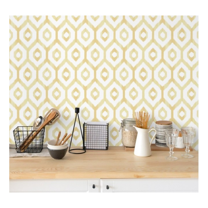 Papel pintado celosía geométrica estilo nórdico tonos ocres - Hendel 679754