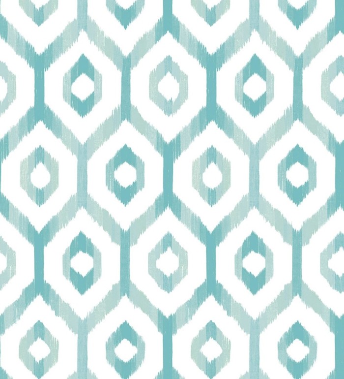 Papel pintado celosía geométrica estilo nórdico tonos celeste turquesa - Hendel 679755