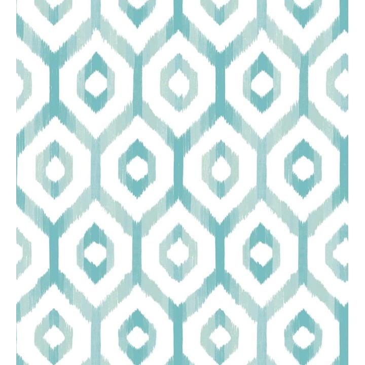 Papel pintado celosía geométrica estilo nórdico tonos celeste turquesa - Hendel 679755