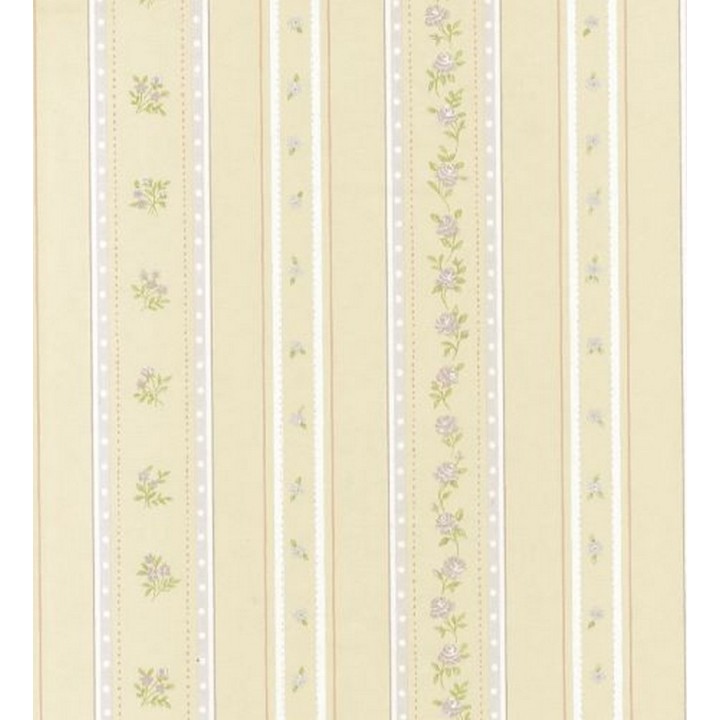 Papel pintado rayas con flores Liberty y enredadera floral - Raya Camelia 118359
