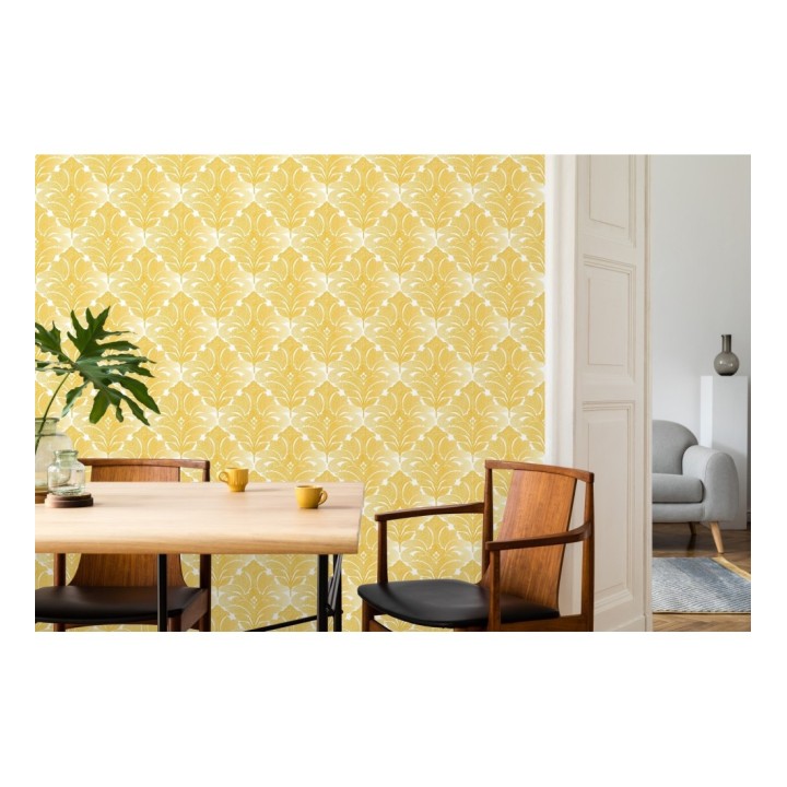 Papel pintado damasco floral moderno tonos ocres - Villa Borghese 679757
