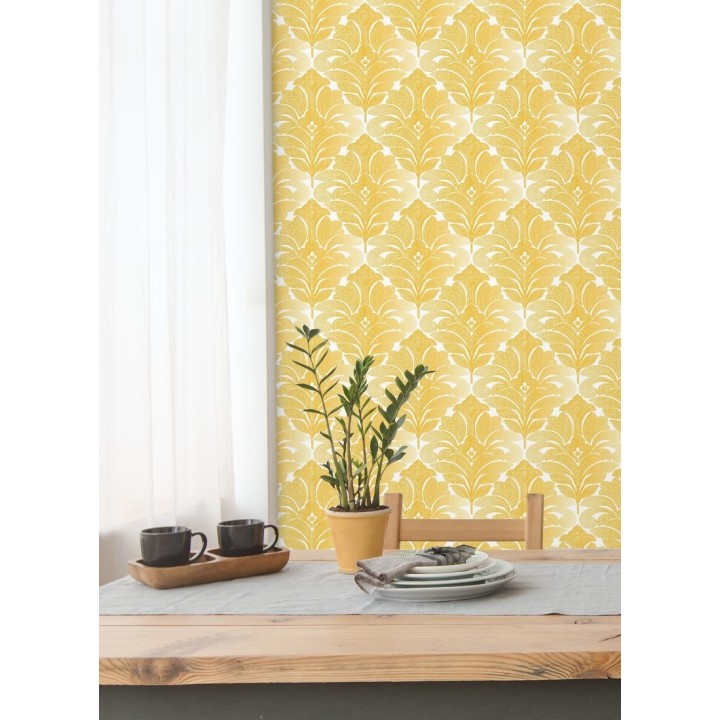 Papel pintado damasco floral moderno tonos ocres - Villa Borghese 679757