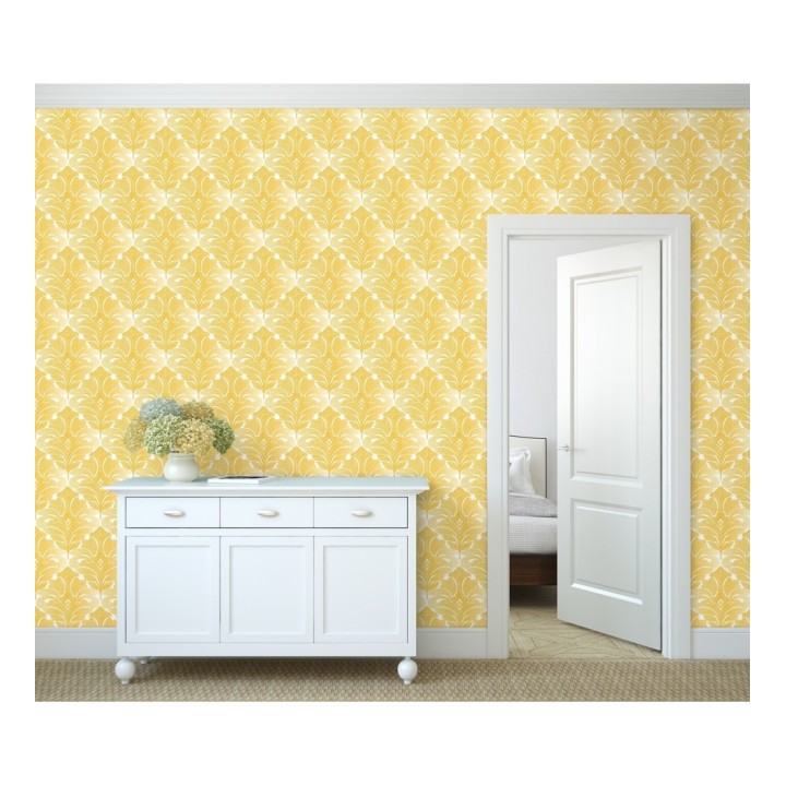 Papel pintado damasco floral moderno tonos ocres - Villa Borghese 679757