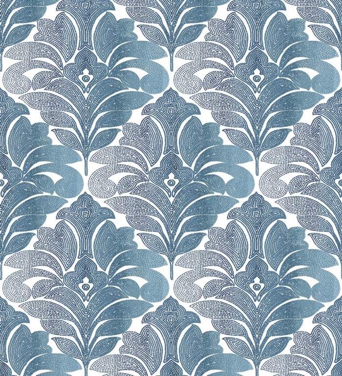 Papel pintado damasco floral moderno tonos azules - Villa Borghese 679758