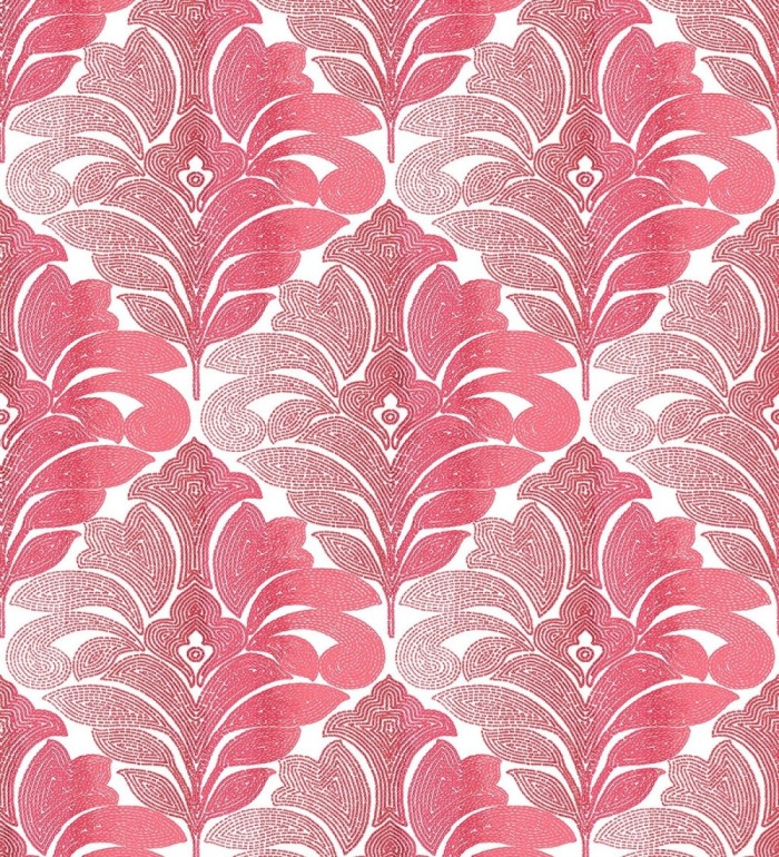 Papel pintado damasco floral moderno tonos rojos - Villa Borghese 679759