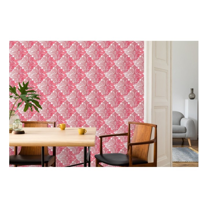 Papel pintado damasco floral moderno tonos rojos - Villa Borghese 679759