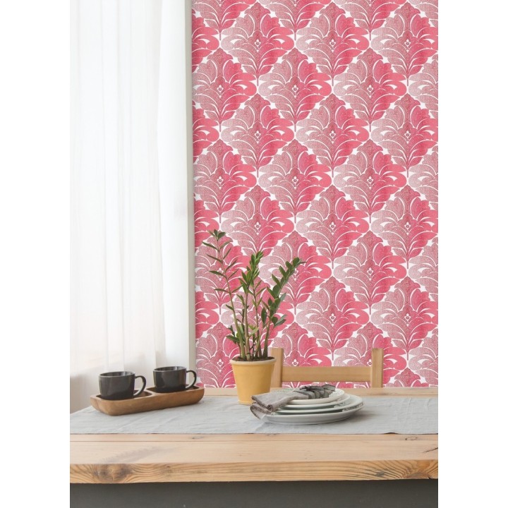 Papel pintado damasco floral moderno tonos rojos - Villa Borghese 679759