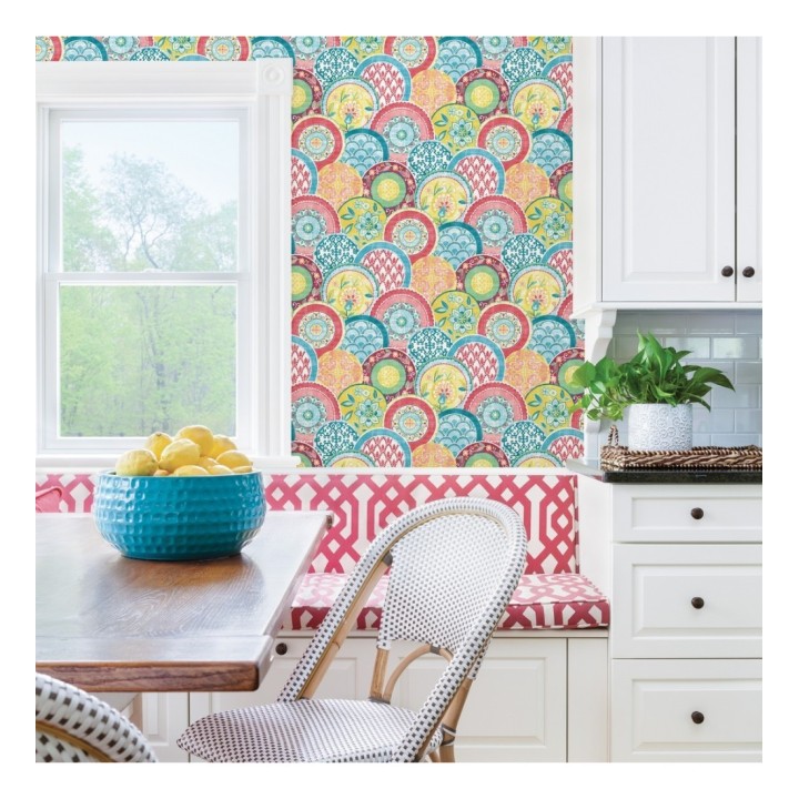 Papel pintado mandalas estilo hindú multicolor - Bohemian Plates 679760