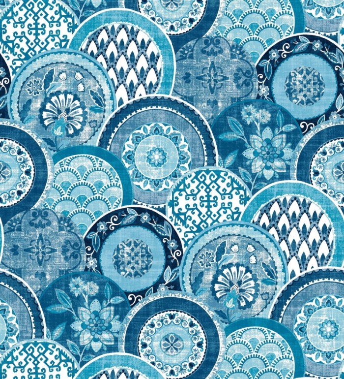 Papel pintado mandalas estilo hindú azul - Bohemian Plates 679761