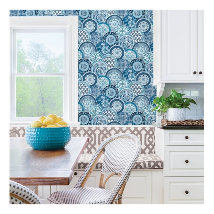 Papel pintado mandalas estilo hindú azul - Bohemian Plates 679761