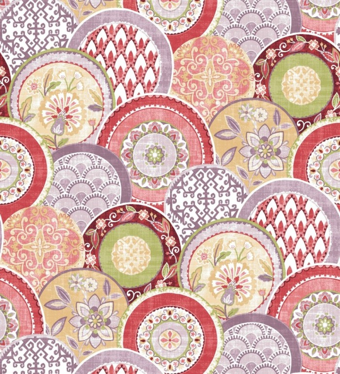 Papel pintado mandalas estilo hindú multicolor tonos palidos - Bohemian Plates 679762