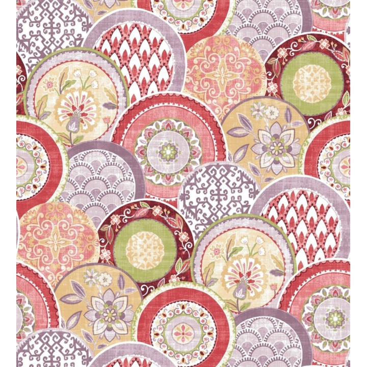 Papel pintado mandalas estilo hindú multicolor tonos palidos - Bohemian Plates 679762