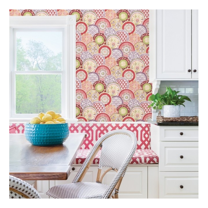 Papel pintado mandalas estilo hindú multicolor tonos palidos - Bohemian Plates 679762