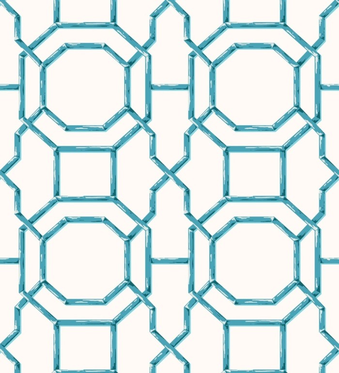 Papel pintado geométrico enrejado moderno turquesa - Montecarlo 679763