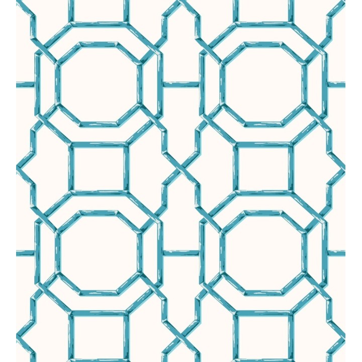 Papel pintado geométrico enrejado moderno turquesa - Montecarlo 679763