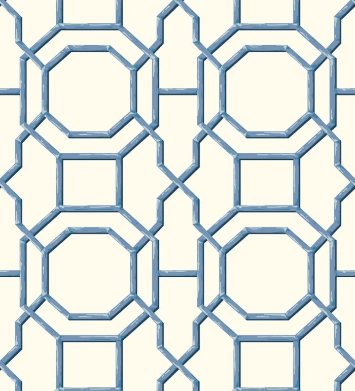 Papel pintado geométrico enrejado moderno azul - Montecarlo 679764