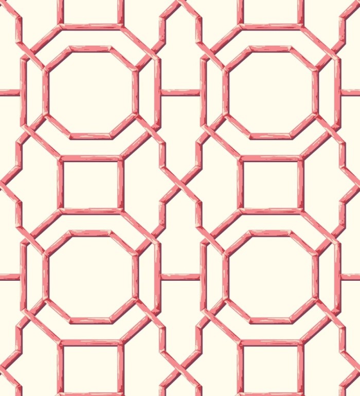 Papel pintado geométrico enrejado moderno rojo - Montecarlo 679765