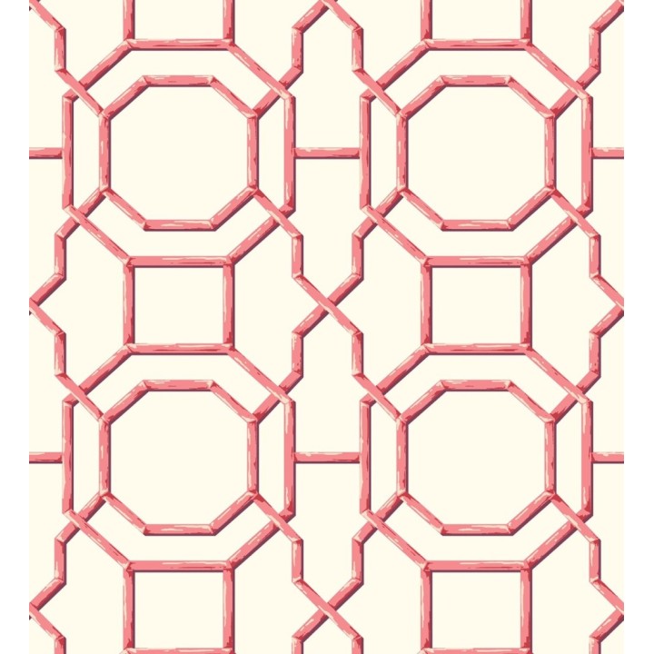 Papel pintado geométrico enrejado moderno rojo - Montecarlo 679765