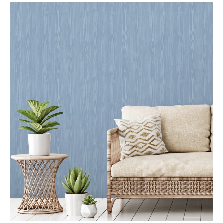 Papel pintado madera veteada azul claro estilo tropical - Devon Forest 679767