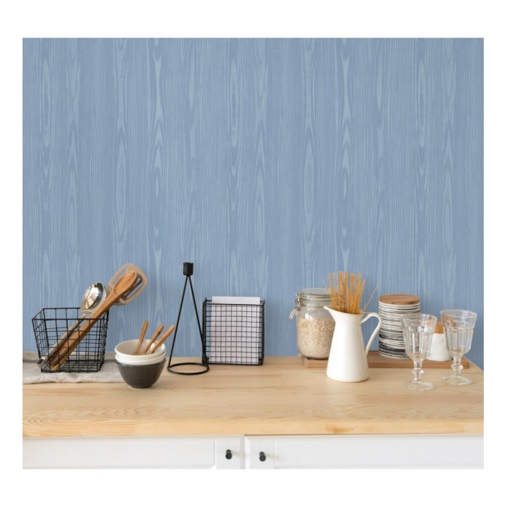 Papel pintado madera veteada azul claro estilo tropical - Devon Forest 679767