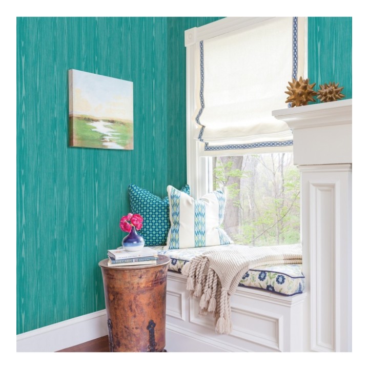 Papel pintado madera veteada turquesa estilo tropical - Devon Forest 679769