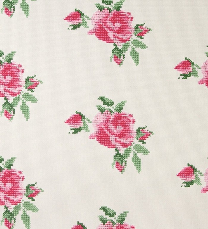 Papel pintado flores románticas de punto de cruz - Bernina 118380
