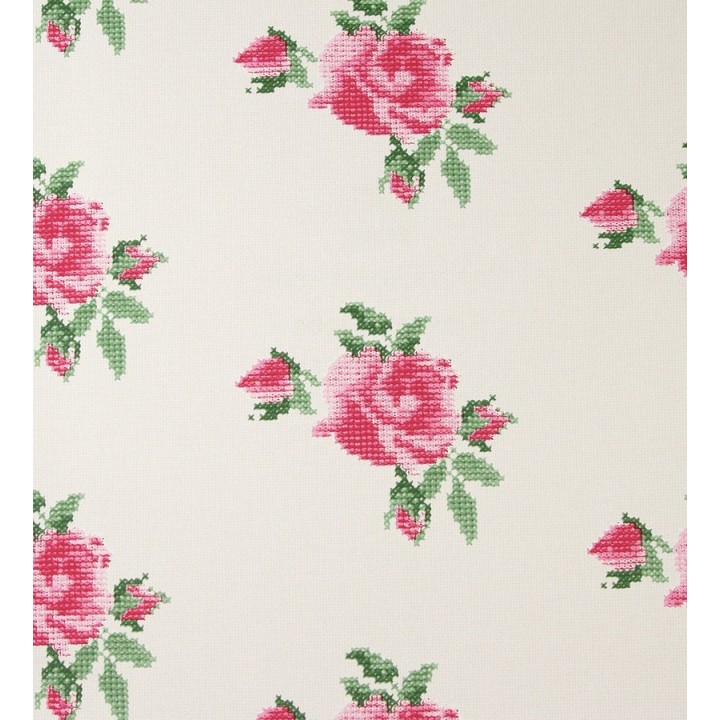 Papel pintado flores románticas de punto de cruz - Bernina 118380