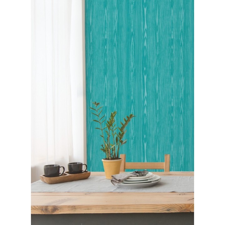 Papel pintado madera veteada turquesa estilo tropical - Devon Forest 679769